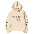 Lil Peep pullover hoodies in beige with graphic print and relaxed fit, perfect for streetwear fans.