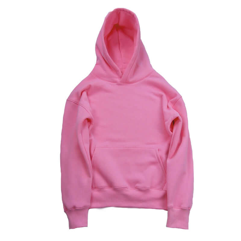 Plain multi colored hoodies in a vibrant pink shade, made from cotton, featuring a regular sleeve style.